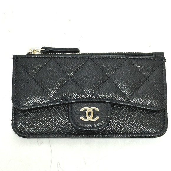 CHANEL Black Caviar Leather Logo Card Holder - Picture 1 of 11
